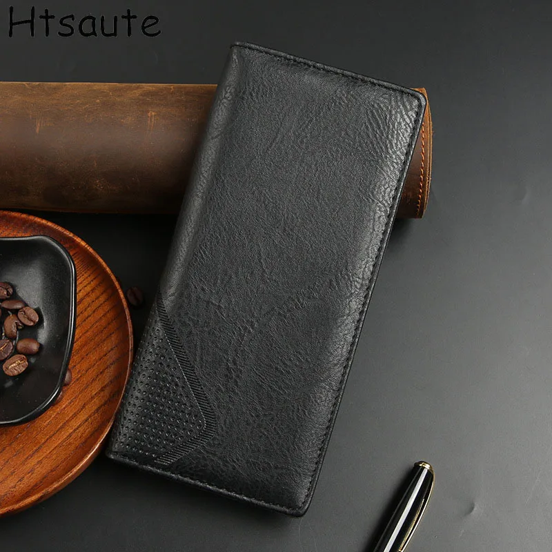 

Long Purse Clutch Men Wallet For Business Card Holders Brown Black Coffee Men's Fashion Pocket Coin Purse billetera mujer
