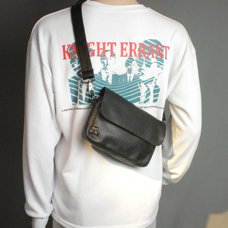Couples PU Leather Sports Shoulder Bag Men's Crossbody Bag Street Style Leisure Small Bag Three-Box Brand Zipper Closure