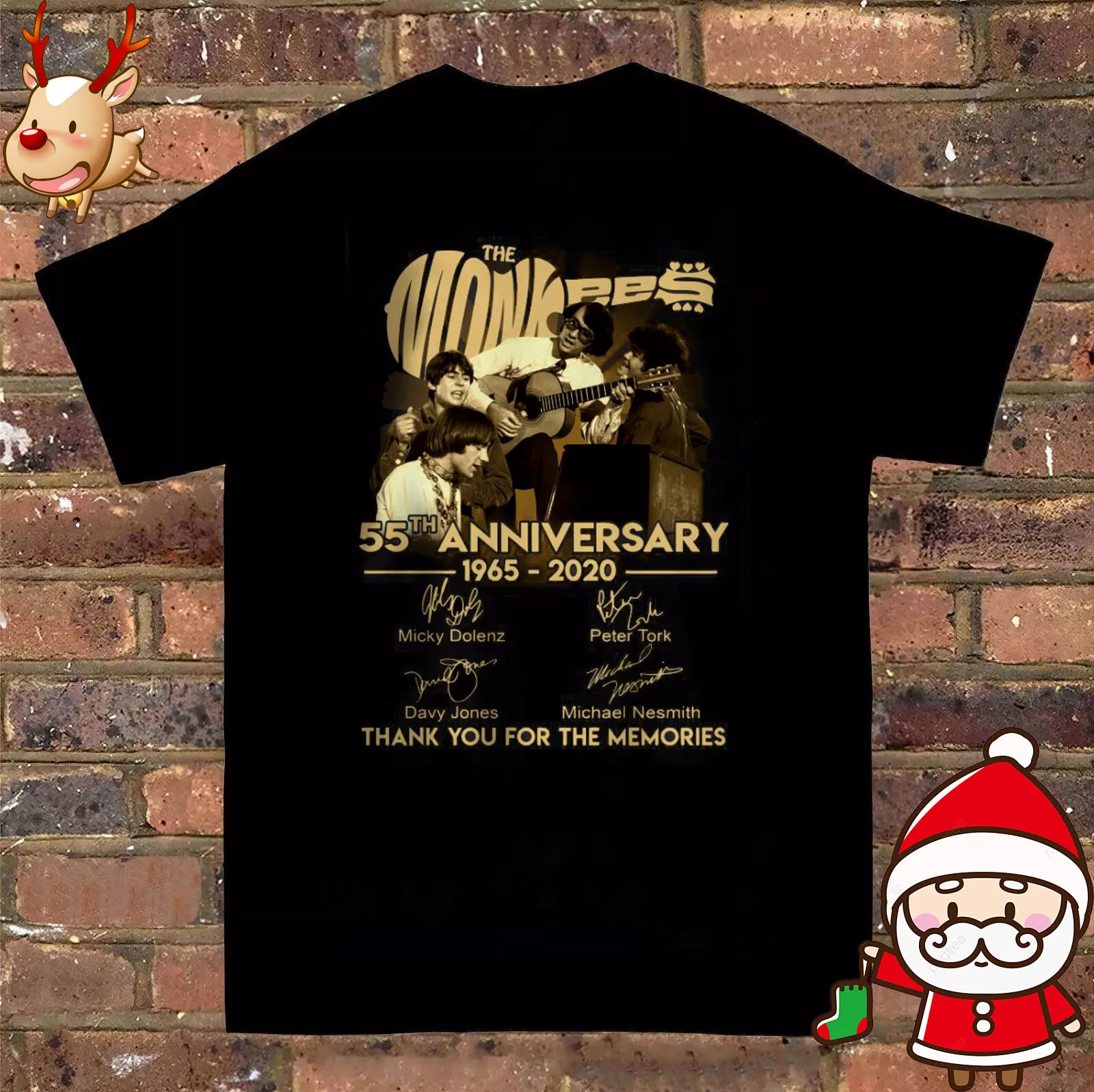 

Хлопковая черная футболка The Monkees Guitar 55th Anniversary S 4XL PP1444
