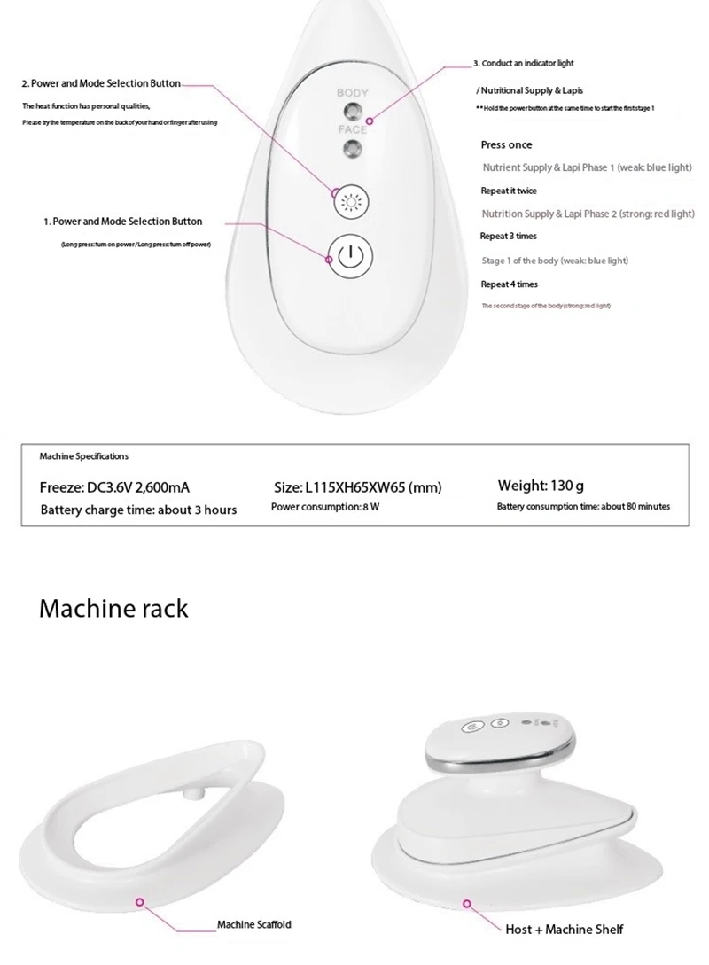 Skin Iron Rejuvenation Device for Diminishing Fine Lines, Firming and Lifting V Face Handheld Beauty Salon for Home Use