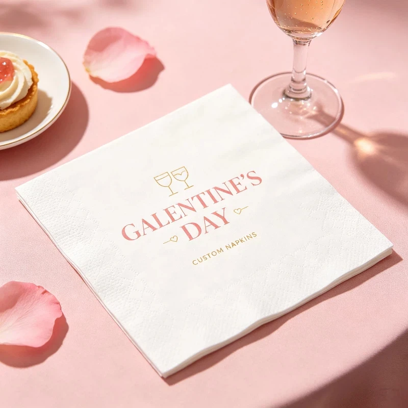 Personalized Cocktail Napkins Custom Logo Disposable Printed Paper Napkins For Wedding Bridal Shower Business Bar Birthday Party view 2