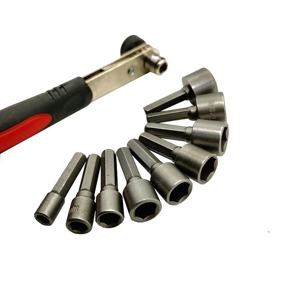 Imagem -03 - Krachtige-porca de Alimentação Chave Soquete Driver Chave de Catraca Ferramentas de Parafuso de Perfuração Hex Shank Adapter mm mm mm mm mm 10 mm 11 mm 12 Milímetros 13 Milímetros Peças