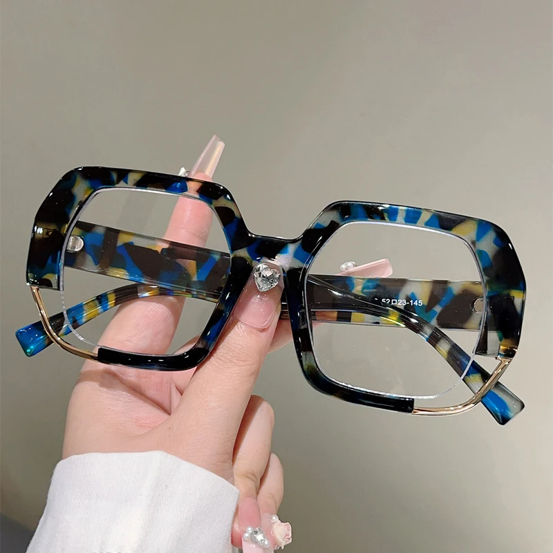 KAMMPT Übergroße quadratische Brille für Damen, 2025, neue Mode, blaues Licht blockierende optische Rahmen, trendiges, schickes Markendesign, Dekor-Brillen