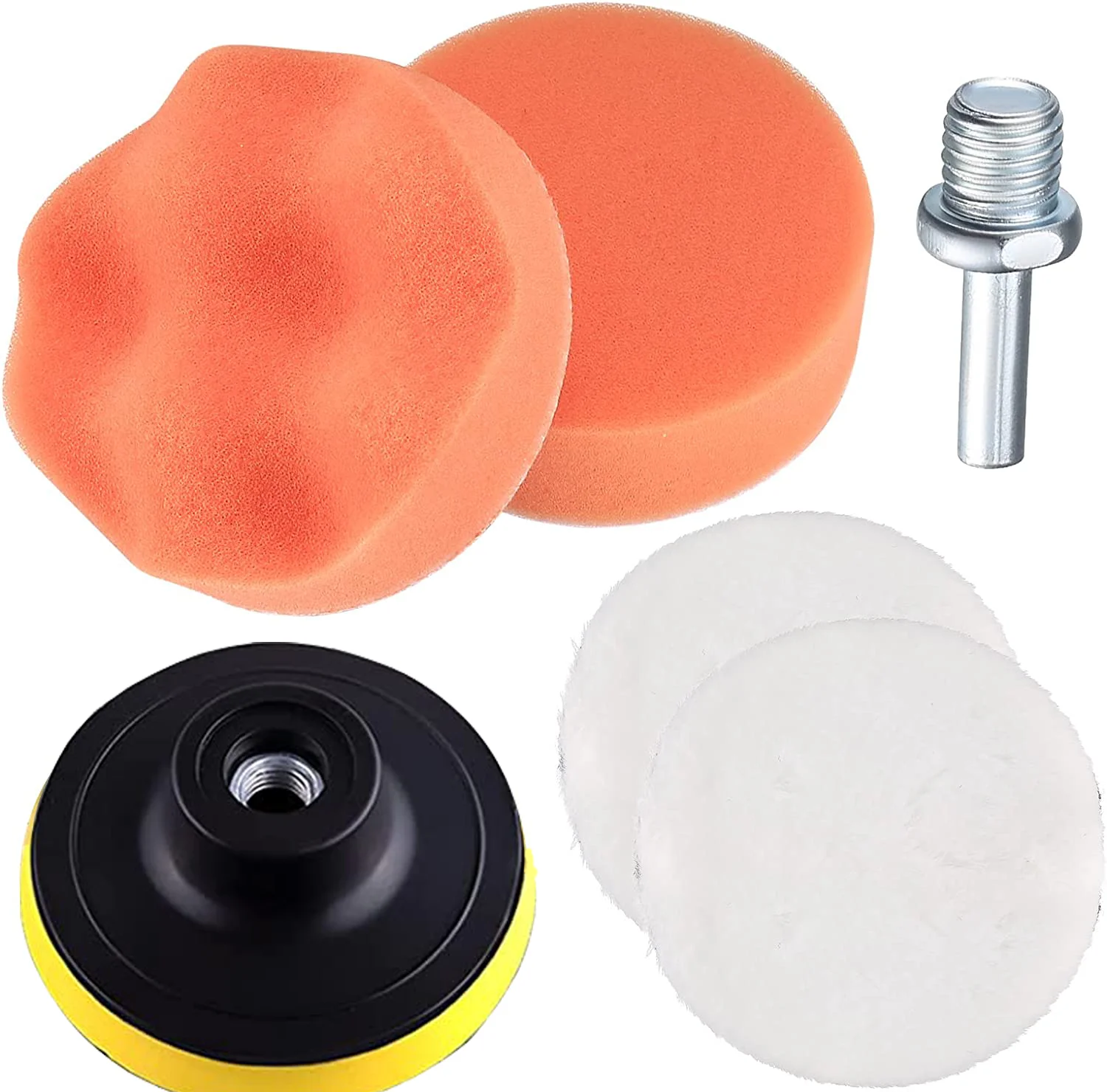 6 Pcs 3 inch Car Polishing Pad Kit Drill Buffer Attachment with Buffing Wheel Polishing Buffing Wheel for Drill Sponge and Wool