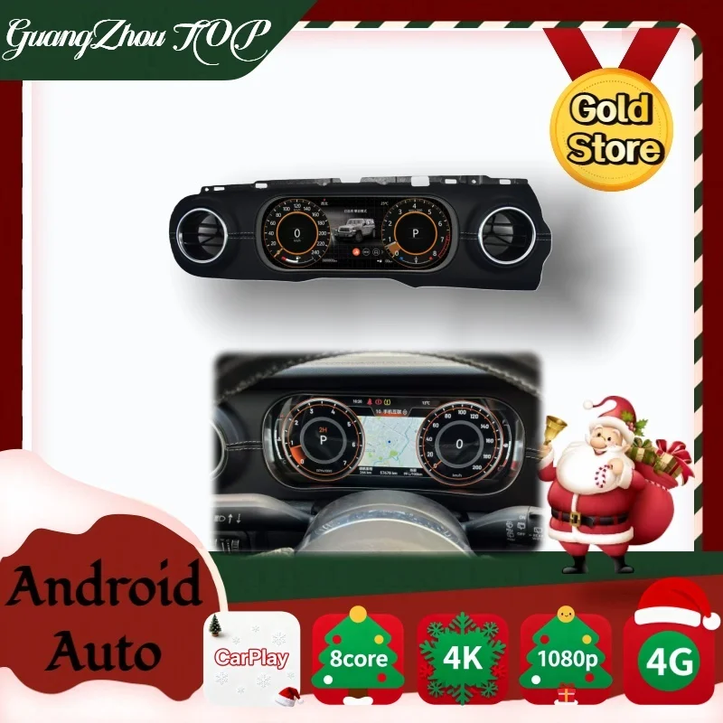 Android14 New Upgrade Dual Screen Multimedia Radio LCD Dashboard Digital Cluster Carplay For Jeep Wrangler JL 2018 19 20 21 2022
