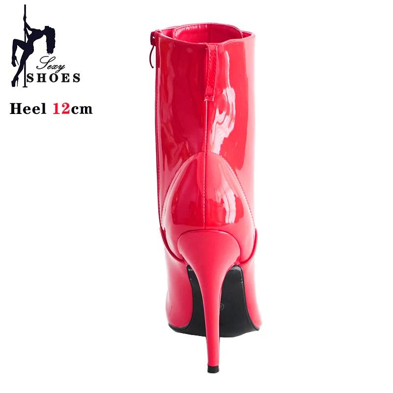 New 12cm Heels Lace Up  Drag Queen Pointed Toe Stiletto Fetish Shoes Buckle Ankle Strap Boots DWT TV CD Stripper Heels Boots