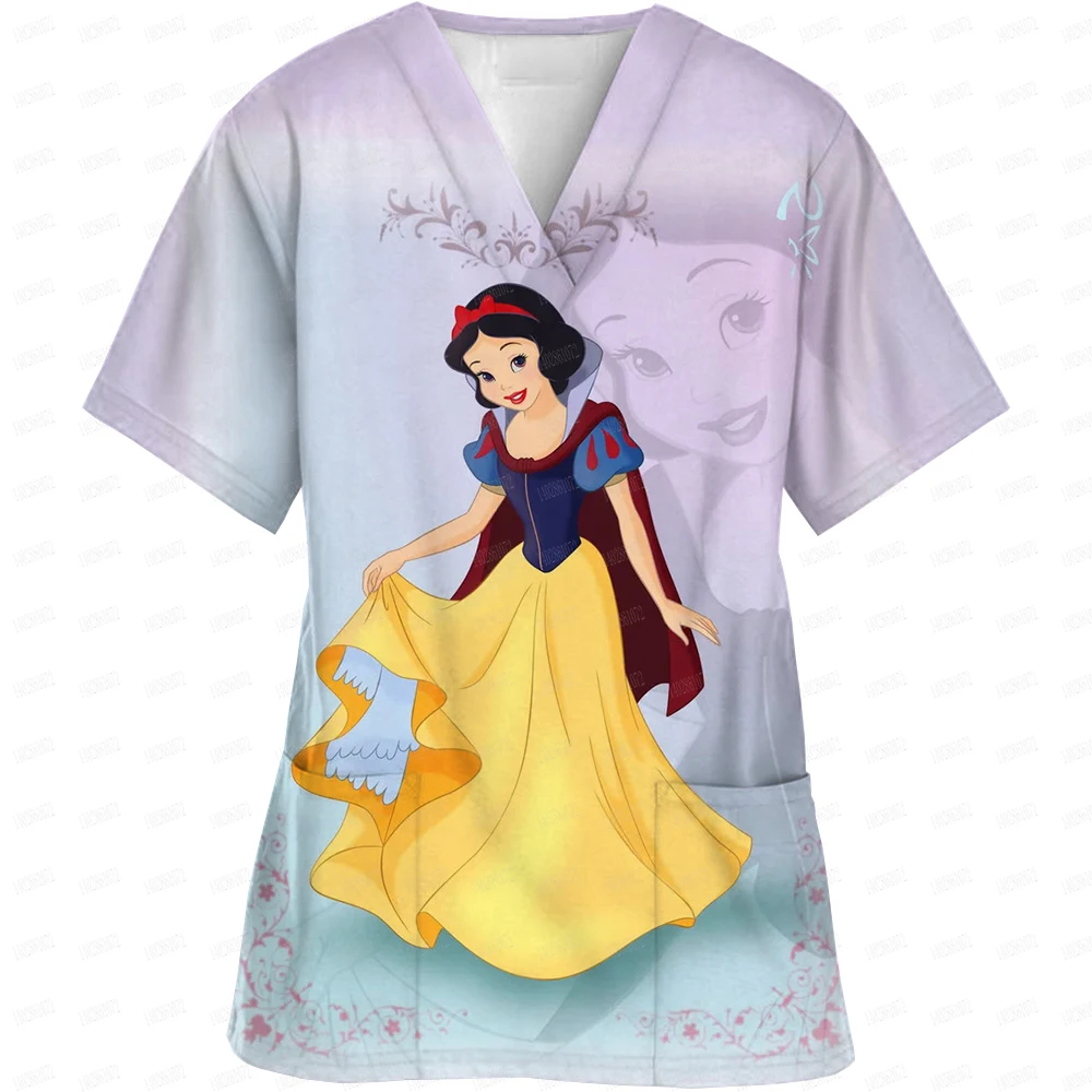 Women\'s Nursing Clothing High-quality Disney Print Top Accessories Doctors Medical Uniform Hospital Nurse Beauty Salon Scrubs