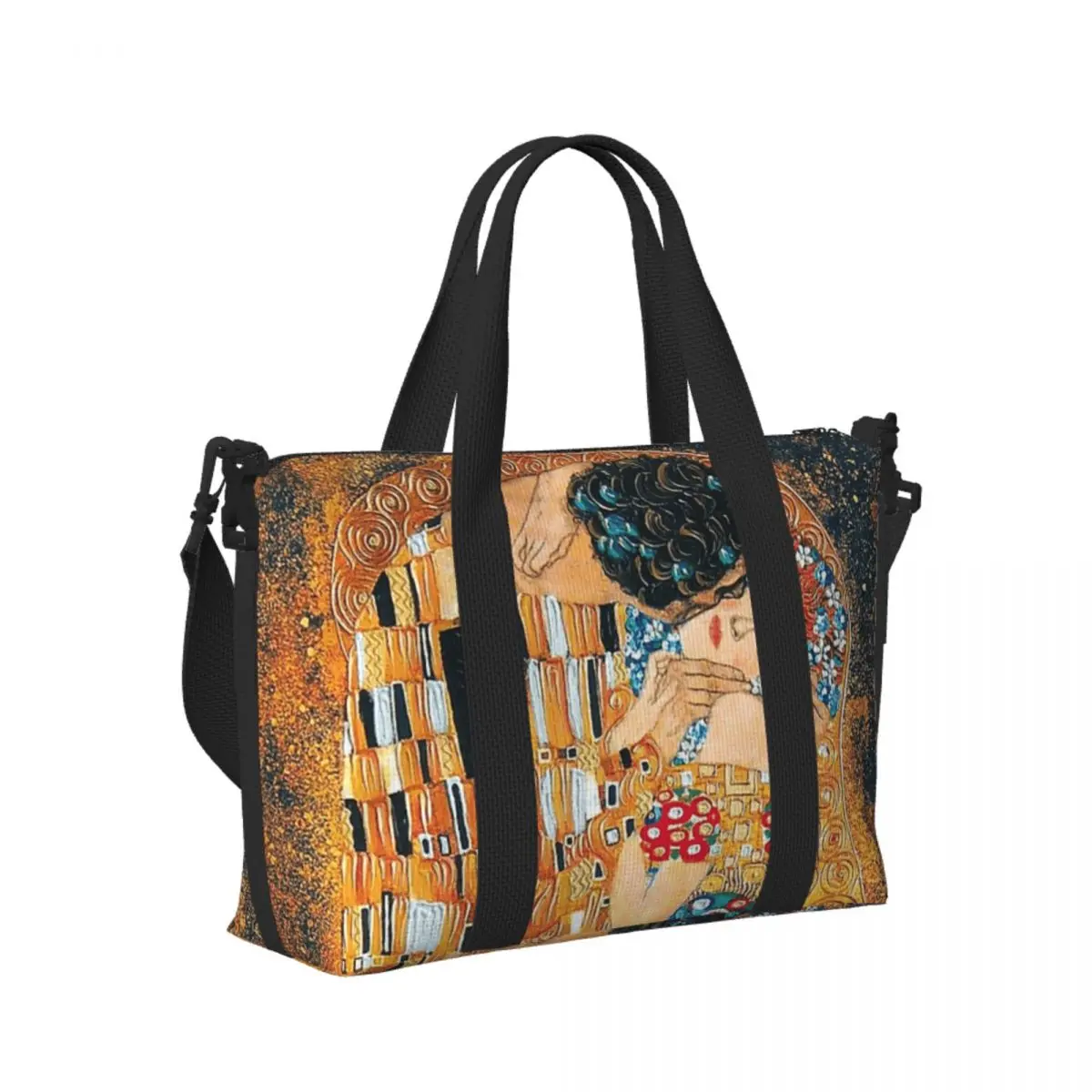 

Gustav Klimt - The Kiss Beach Travel Bag Large Capacity Tote Bags for Gym Yoga Women Shopping Duffle Shoulder Bag