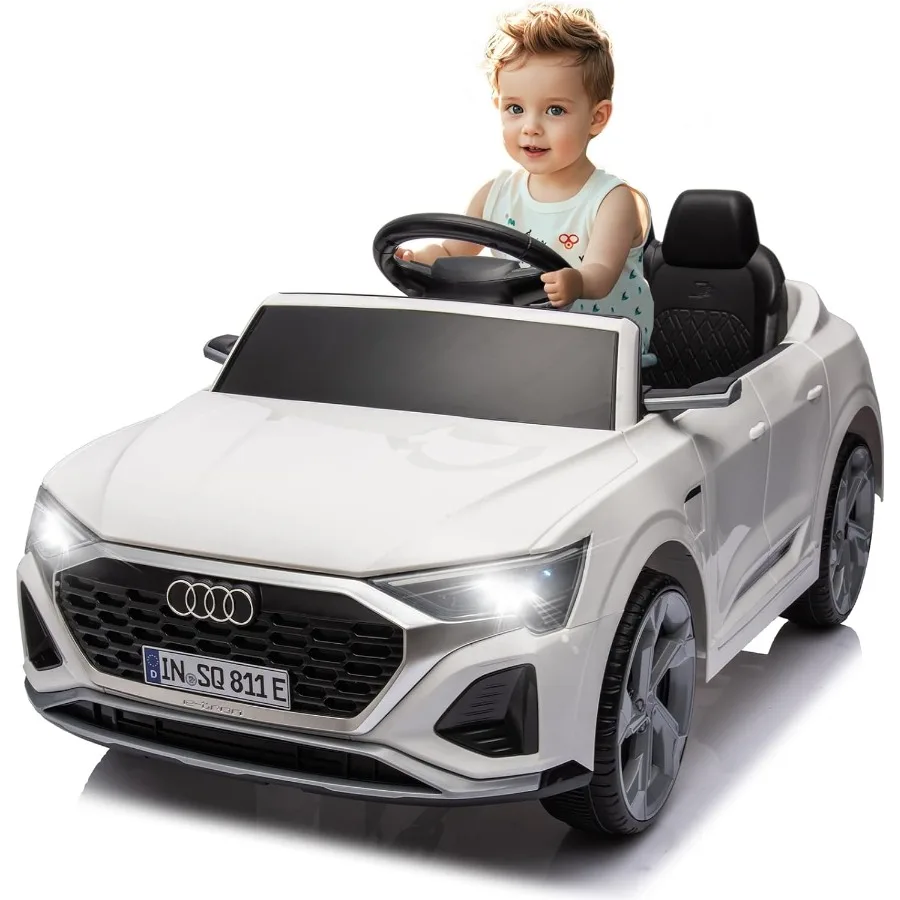 12V 정품 아우디 SQ8 전동차 - 리모컨 포함 듀얼 드라이브 소프트 스타트 3단 속도 조절 음악 LED 라이트 배터리 전원