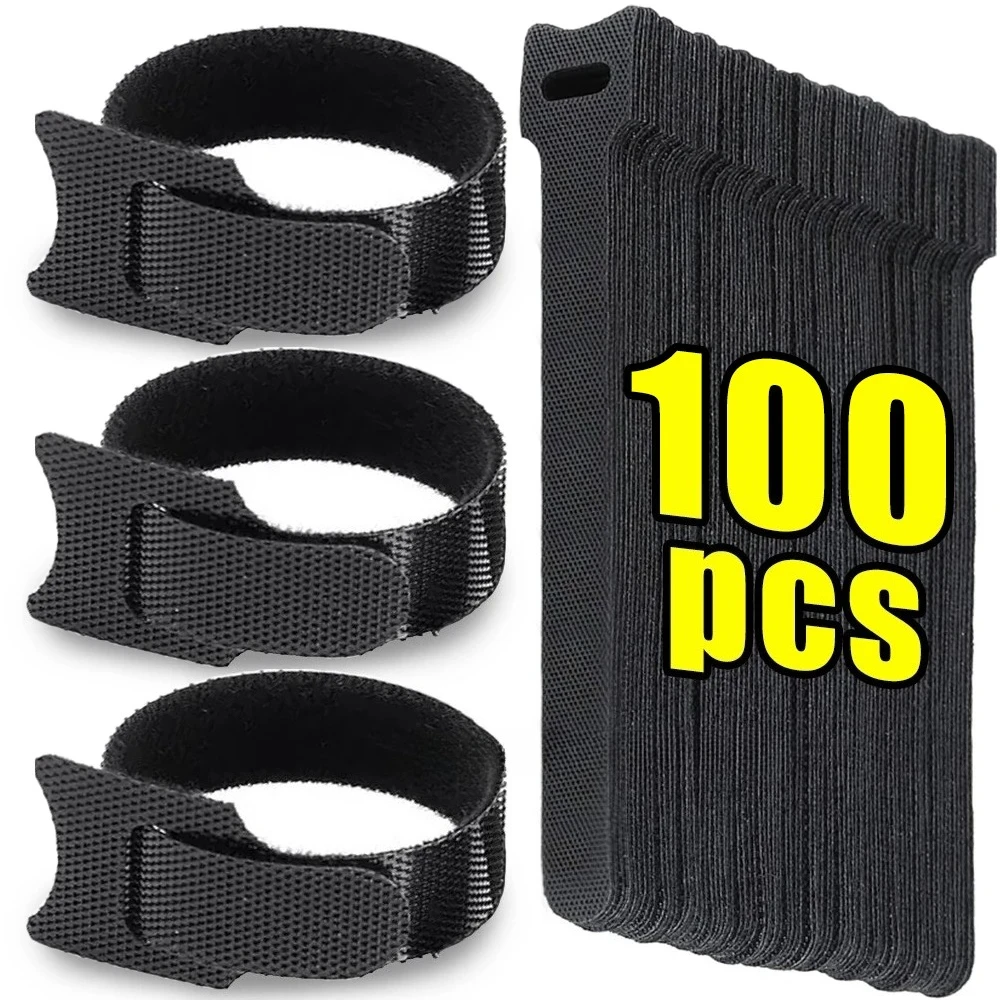Attaches-câbles noirs réutilisables en nylon, attaches auto-agrippantes, sangles de fixation pour cordons, organisateur de fils, attaches polyvalentes pour regroupement et emballage