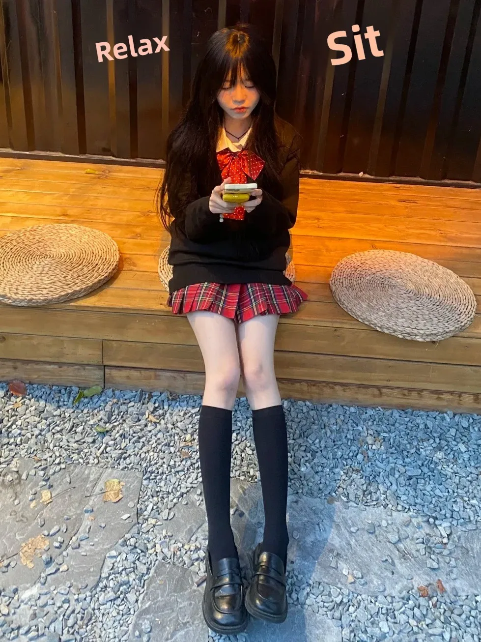 

Cisas Red Pepper Long Sve Sweater School orm JK orm Set Autumn Winter Plaid Knitted Dr Casual Sle for Women