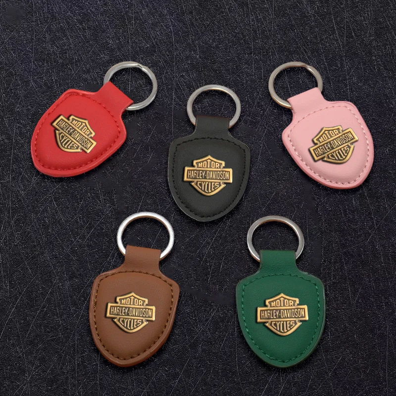 Suede Motorcycle Keychain Shield Type 3D Emblem Key Ring For Harley Davidson PA1250 Softail Sportster VRSC Touring X48 883 1200 view 3