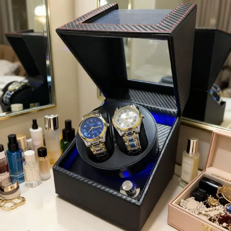 Leather Dual Watch Winder USB Powered Silent Motor Rotating Display Storage Case for Mechanical Watches Men 시계 와인더