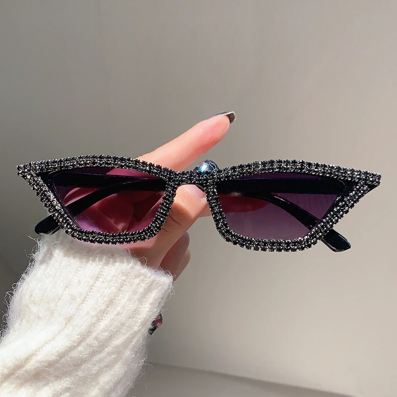 KAMMPT Vintage okulary przeciwsłoneczne kocie oczy kobieta Fashion Decor Party okulary przeciwsłoneczne z dżetów stylowe markowe okulary przeciwsłoneczne damskie — zdjęcie 4