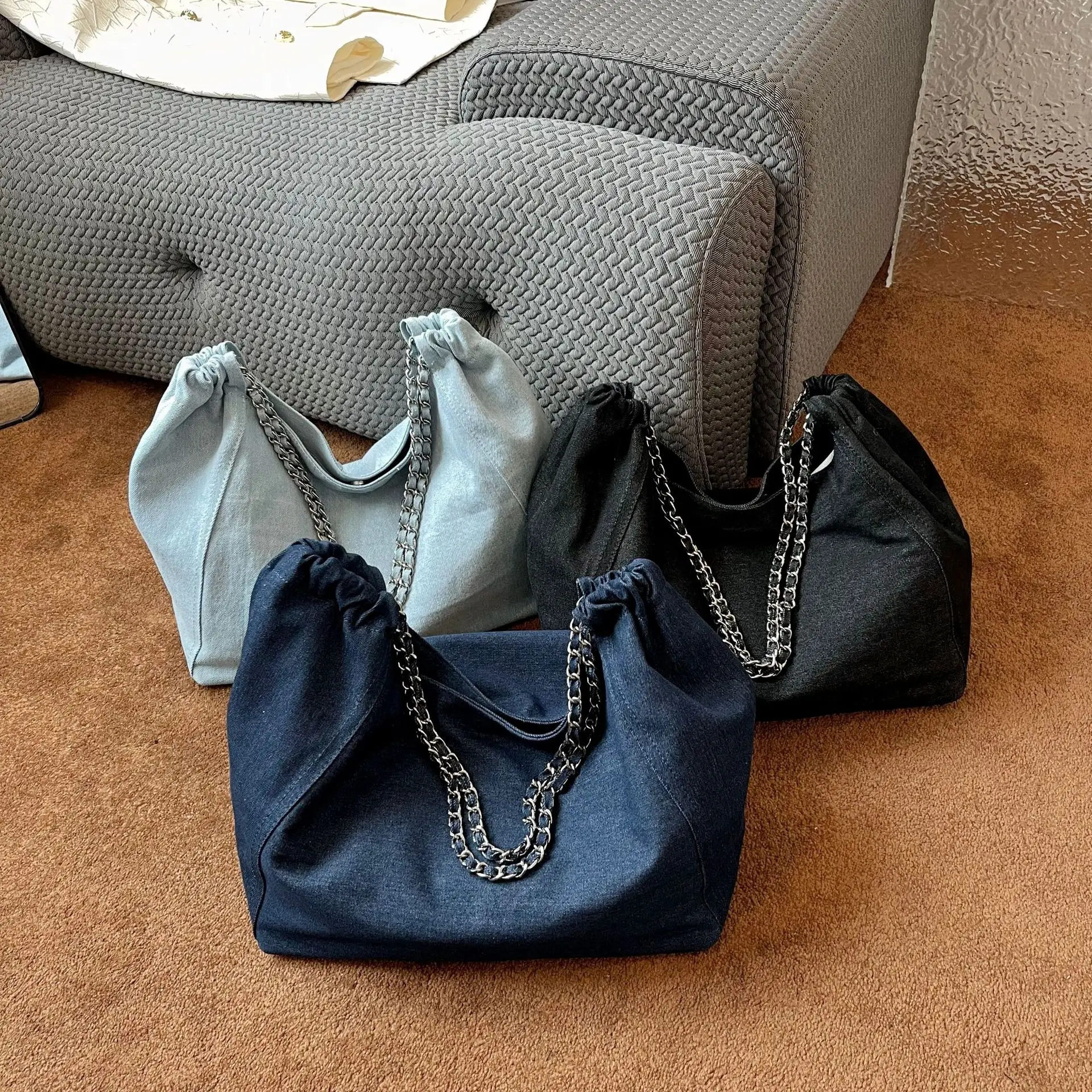 

2025 Denim Chain Tote Bag for Women, Lightweight Shoulder Crossbody Purse Fashionable Handbag