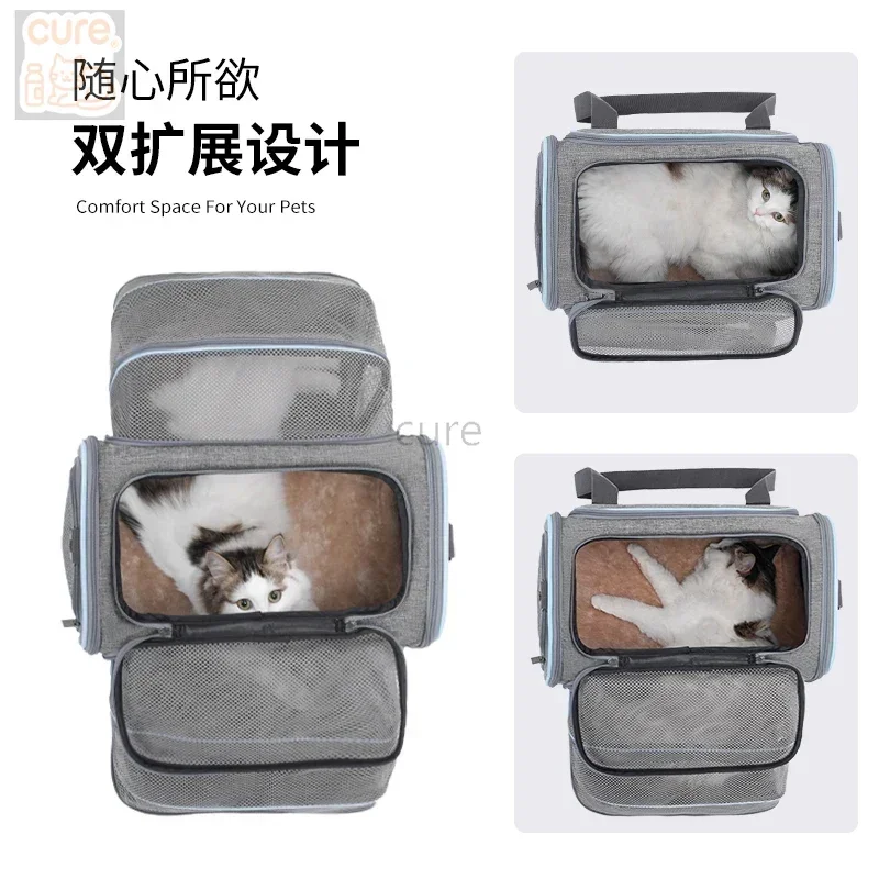 

Cat out in large space Aviation pet soft bag Cat bag Portable and breathable on the plane