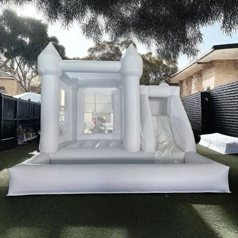

Popular White Pink Blue 13ft Inflatable Bouncing House With Slide And Pool For Party Birthday Rental Event White Bouncy Castle