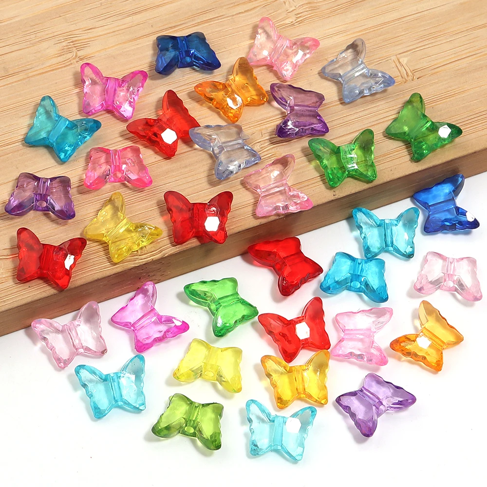 100 pz 16X13mm Farfalla Perline Acriliche per la Produzione di Gioielli Carino Allentato Del Distanziatore Perline Animali Collana Bracciale FAI DA TE per I Bambini Ragazze