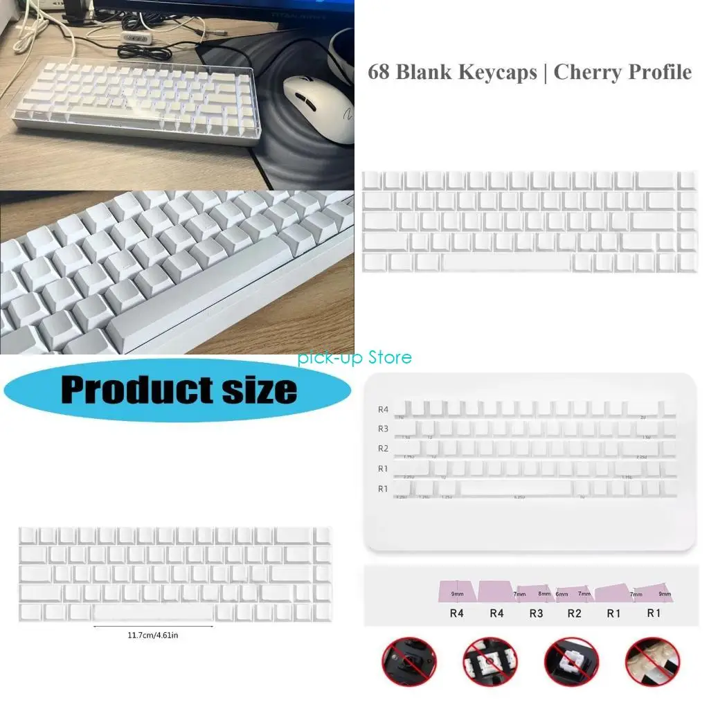 

Q5WA Original Height 68 White Keycaps Durability Keycap For Mechanical Keyboards