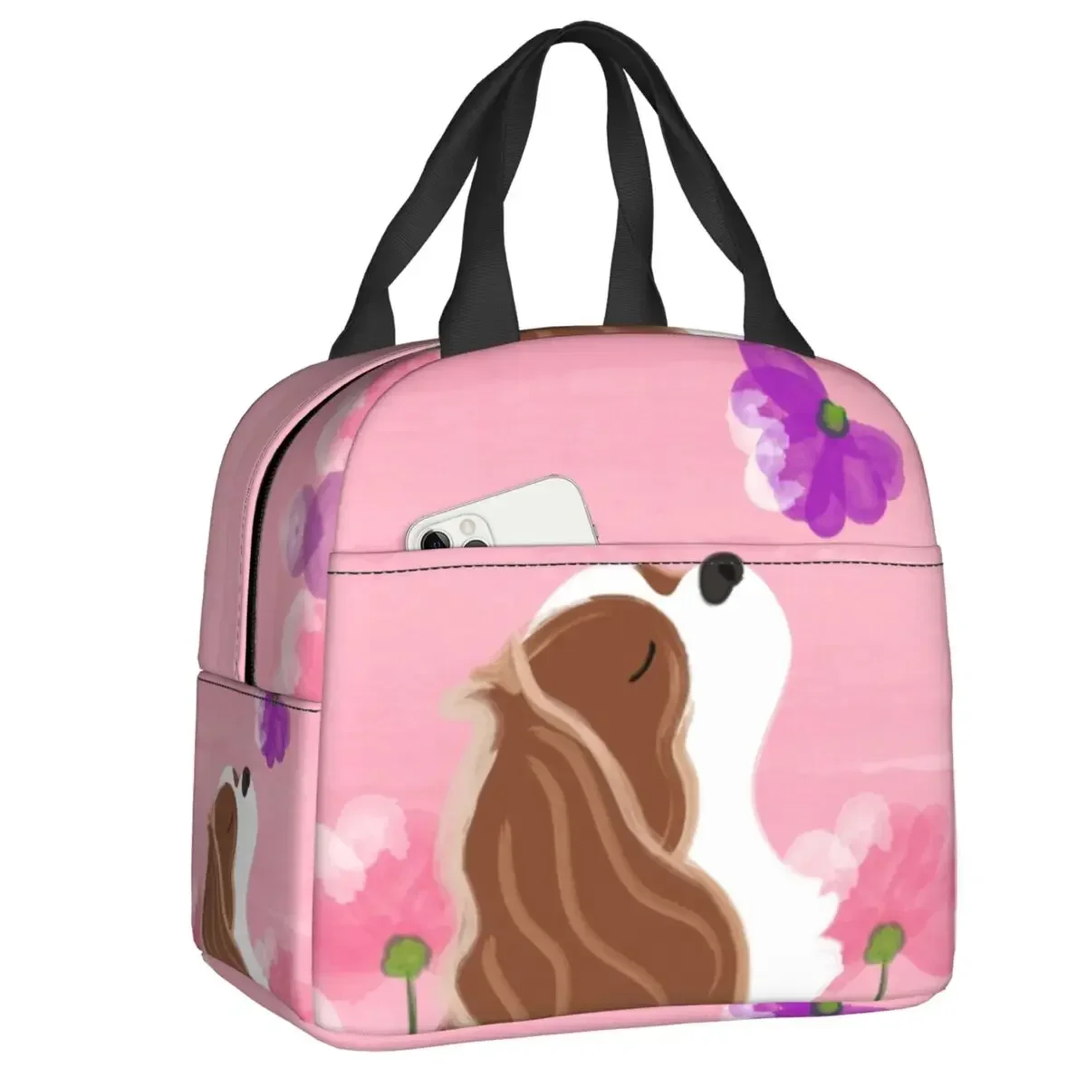 Cavalier King Charles Spaniel Insulated Lunch Tote Bag for Women Dog Lovers Portable Thermal Cooler Food Lunch Box School