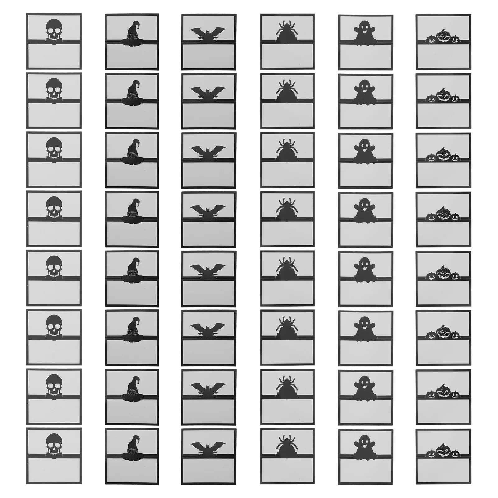 

48pcs Halloween Place Cards Foldable Tent Style Spooky Table Name Tags Pumpkin Skull Ghost Wedding Party Decor Black Buffet