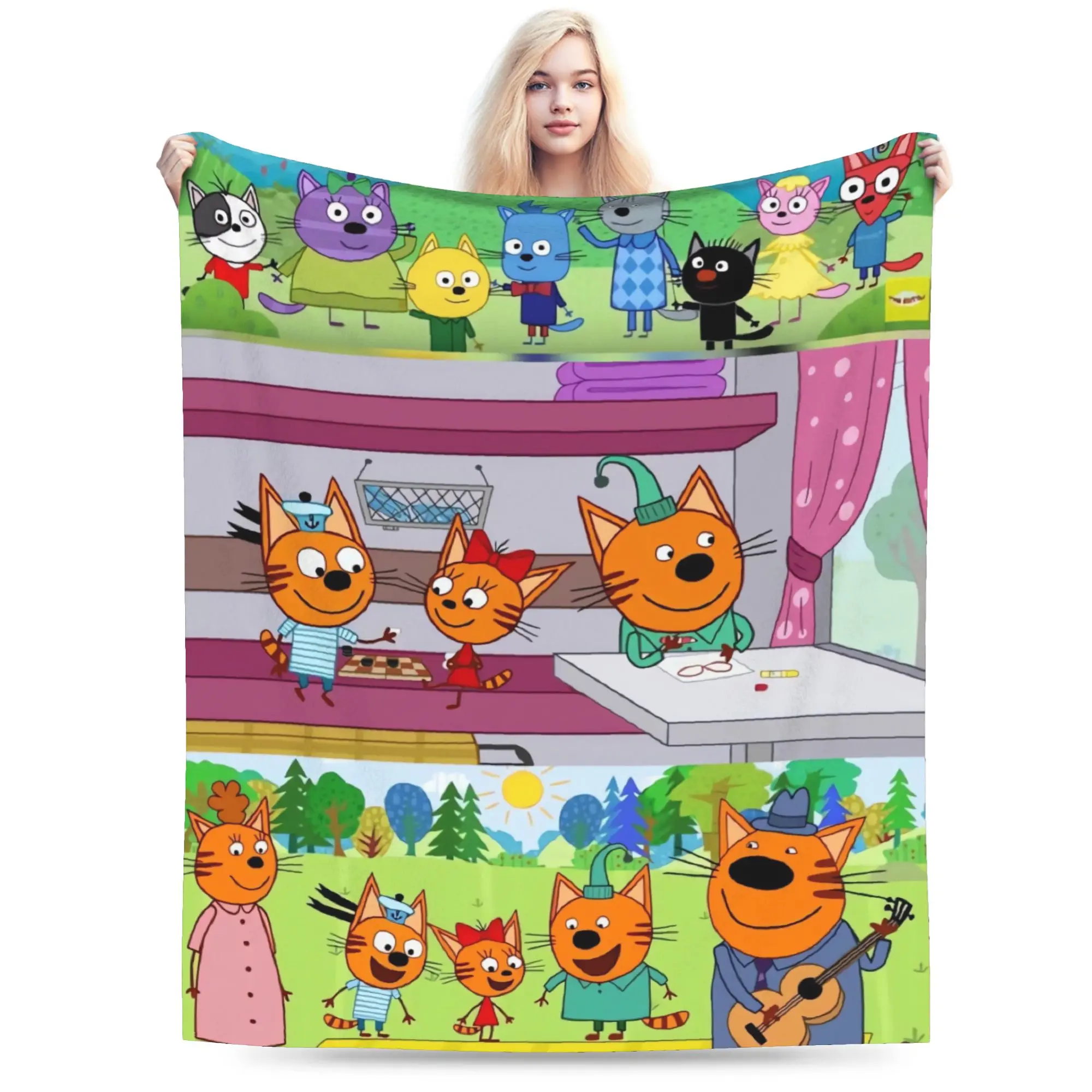 

Super Warm Blanket Kids Airplane Travel K-Kid E-cats Throw Blanket Flannel Bedspread For Home Decor Novelty Sofa Bed Cover