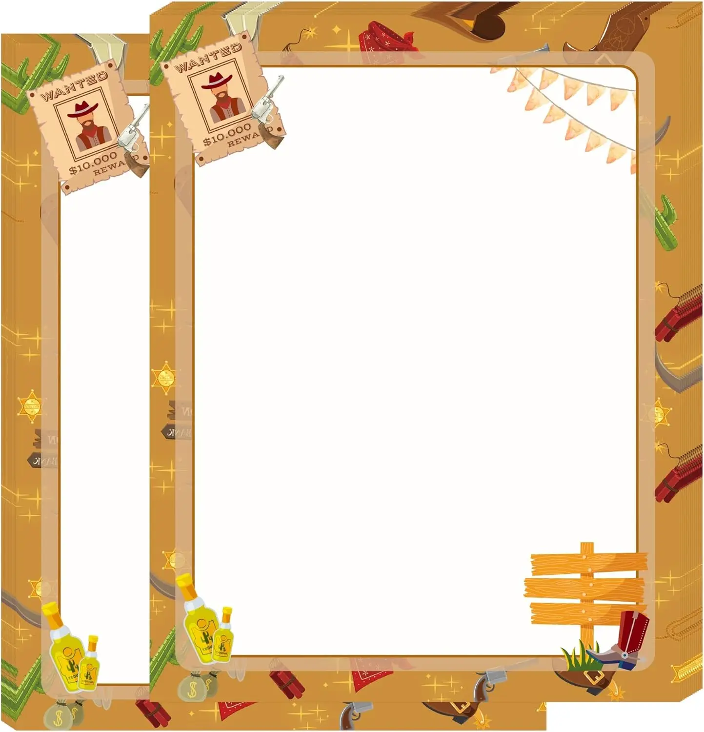 

50 упаковок ковбойских канцелярских принадлежностей, бумага с фирменными головками, ретро-бумага для писем, 8,5x11 дюймов, ковбойская тематическая бумага для декора, бумага для принтера