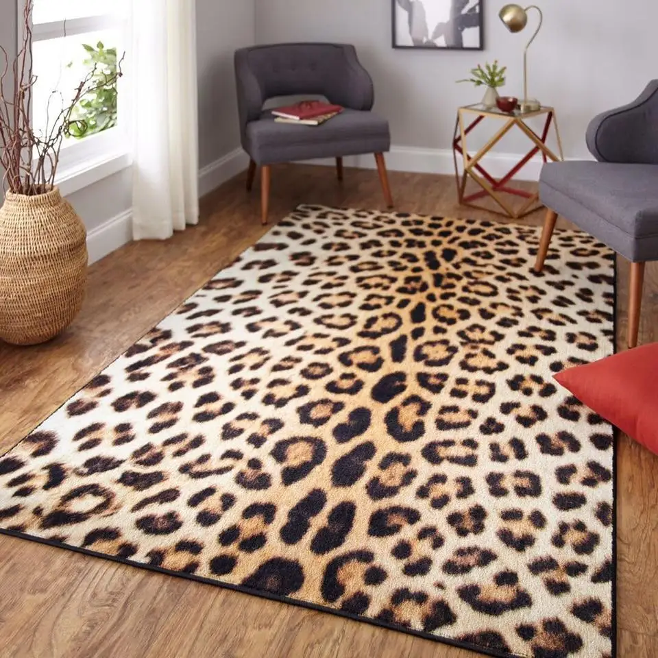 

Living Room Carpet Machine Washable Non-slip Easy To Fold Floor Mat Leopard Print Large Size Home Decoration Rugs Alfombra 거실 카펫