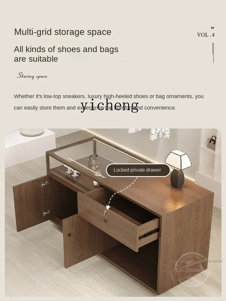 a6 Clothing Store Cashier with Glass Ornament Counter Paint Customizable Display Cabinet