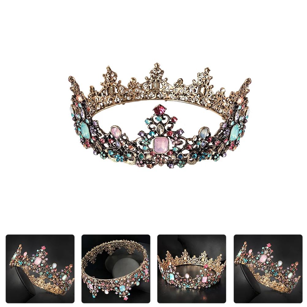 

1Pcs Golden Crown Headpiece Exquisite Rhinestone Tiara Bridal Wedding Headdress Princess Gemstones Decorative Jewelry