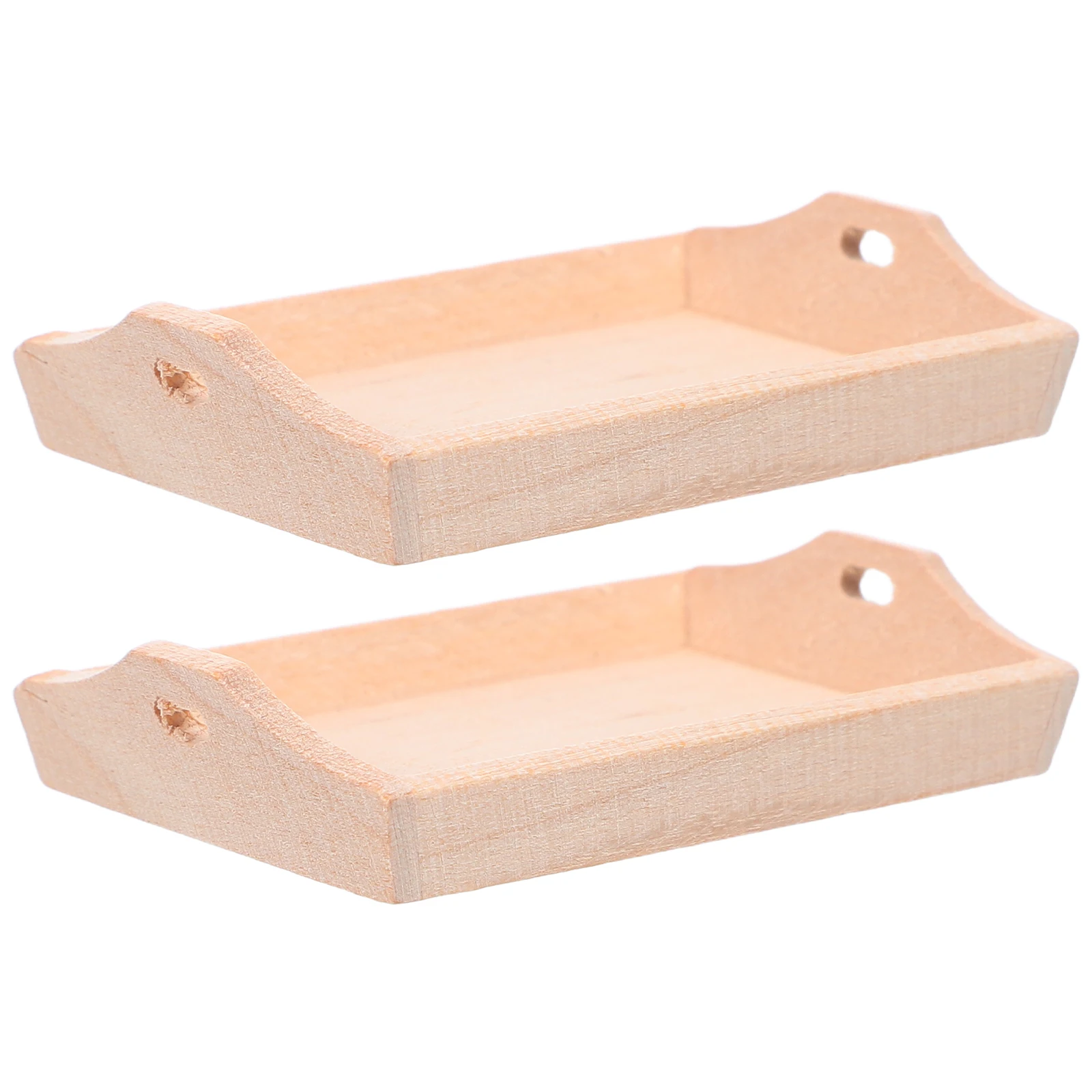 

2pcs Dollhouse Bread Pan Miniature Wooden Tray Sturdy Material Elegant Design Safe Edges Easy Clean for Dollhouse