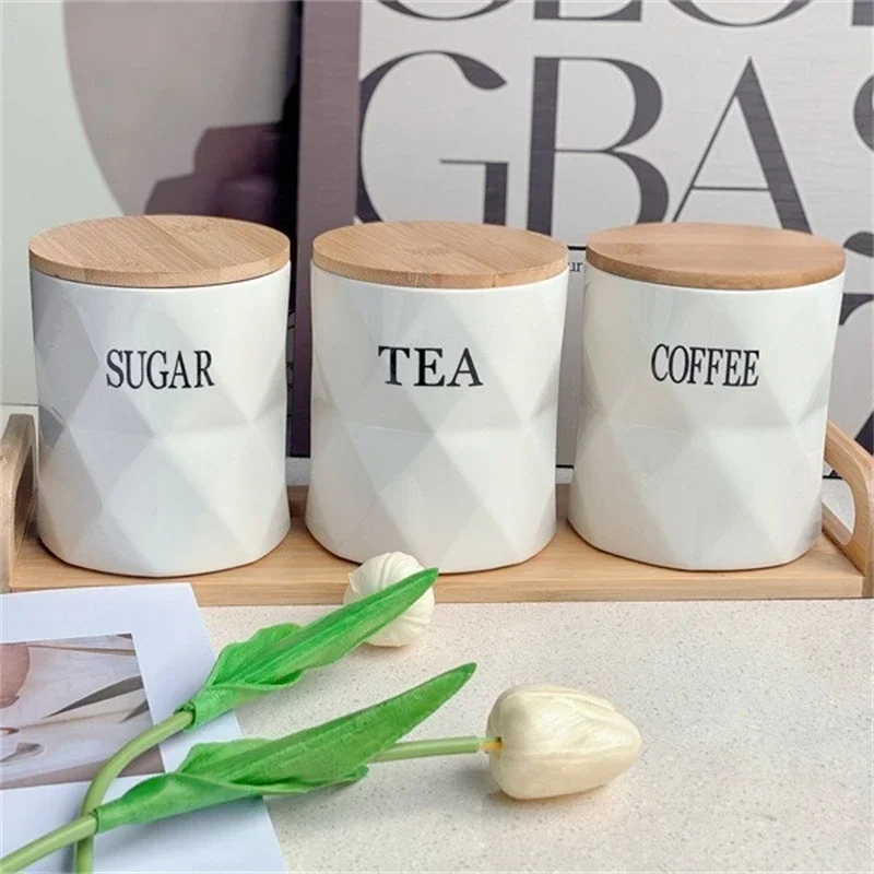 Nordic Ceramic Airtight Storage Jar For Kitchen Tea Coffee Moisture Proof Home Counter Organizer For Women Birthday Christmas