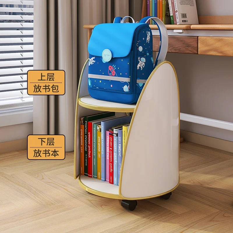 Backpack Storage Rack, Home Multi-layer Movable Desk, Student Book Storage Tool, Floor Standing with Wheel Bookshelf