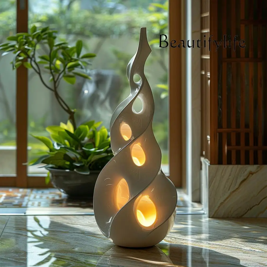 

New simple Nordic floor living room decorative art solid wood living room lamp model room decoration