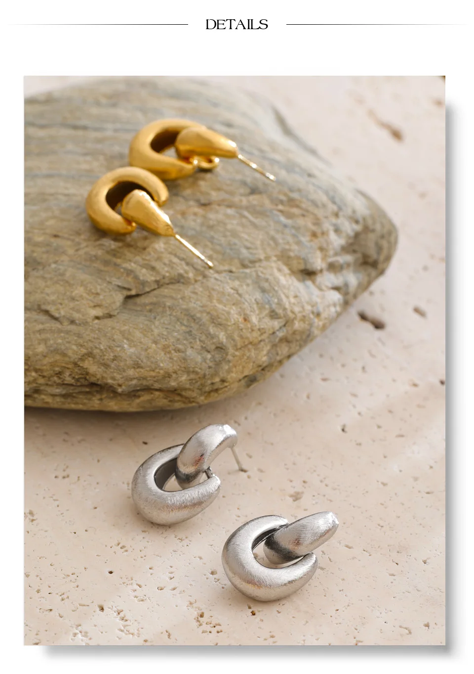 Yhpup Neue Tägliche Ohrhänger aus Edelstahl-Metallguss, Allergievorbeugend, Textur-Geometrie, Vielseitiger Casual-Schmuck – Detail 7