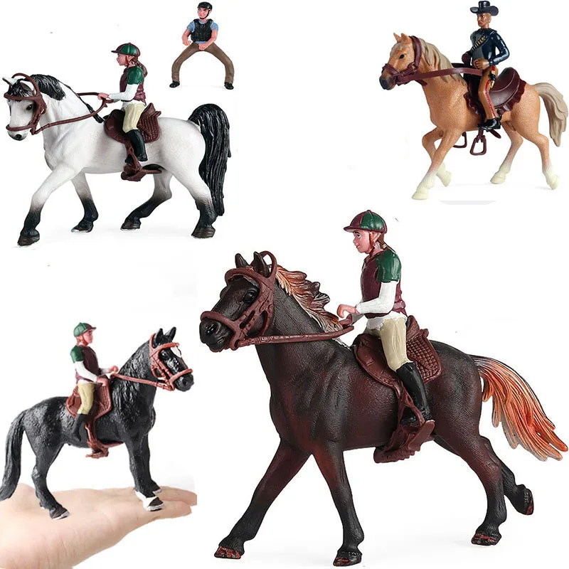 Riding Horses Figures Set Simulation Steed Horseman Saddle Model Game Play Kids Toy Home Decor