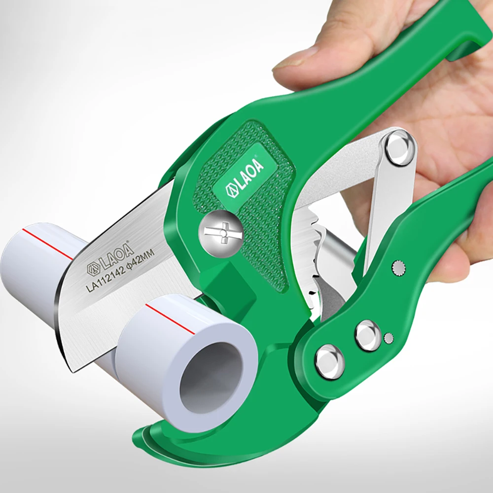 LAOA Pipe Cutter 42mm Heavy Aluminum Alloy Ratchet Self-Locking 5CR13 Blade Tube Cutter for Copper Pipe PVC Pipe Cutting Tool