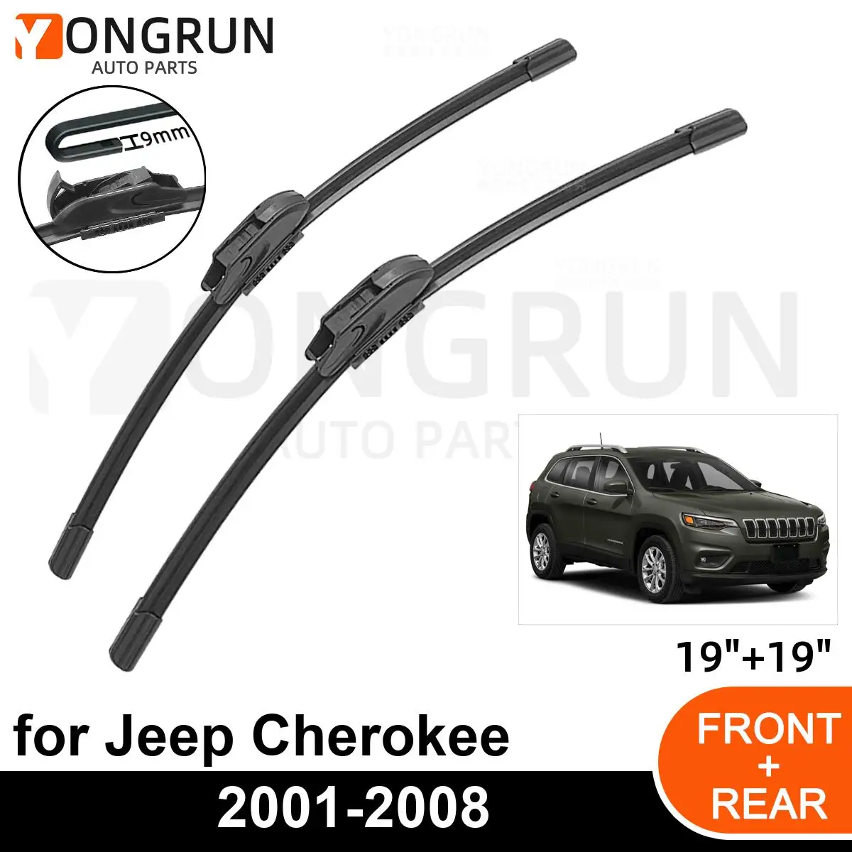 

Car Front Windshield Wipers For Jeep Cherokee 2001-2008 Wiper Blade Rubber 19"+19" Car Windshield Windscreen Accessories