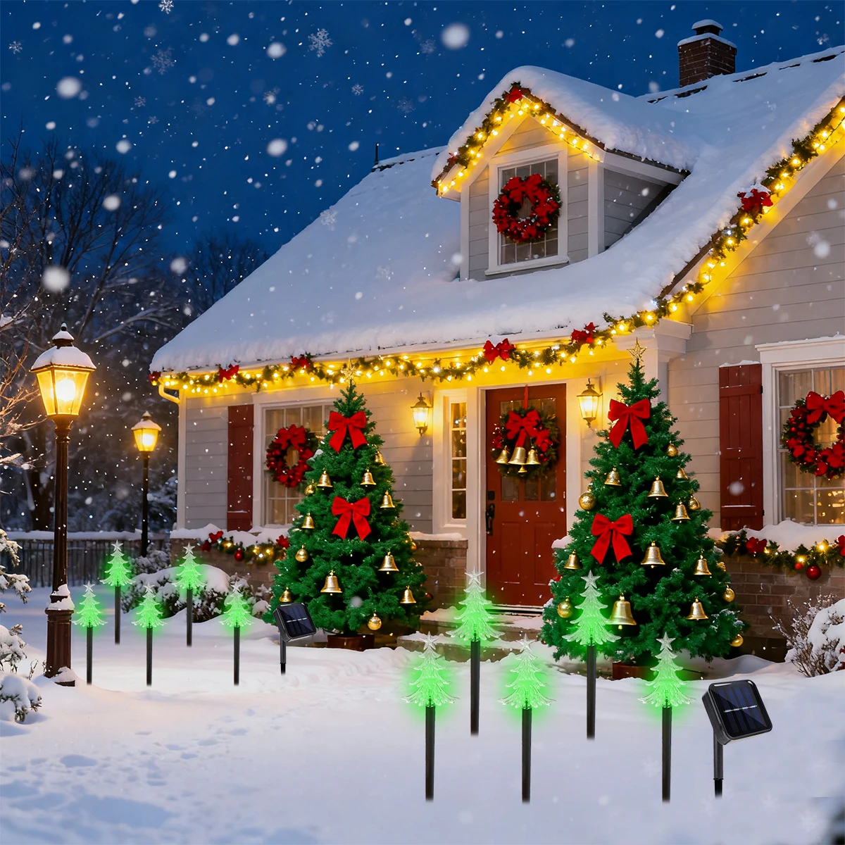 5 قطعة تعمل بالطاقة الشمسية أضواء مسار عيد الميلاد 8 طرق أضواء شجرة عيد الميلاد LED حديقة حصة أضواء للممشى ساحة الحديقة تزيين في العطلة