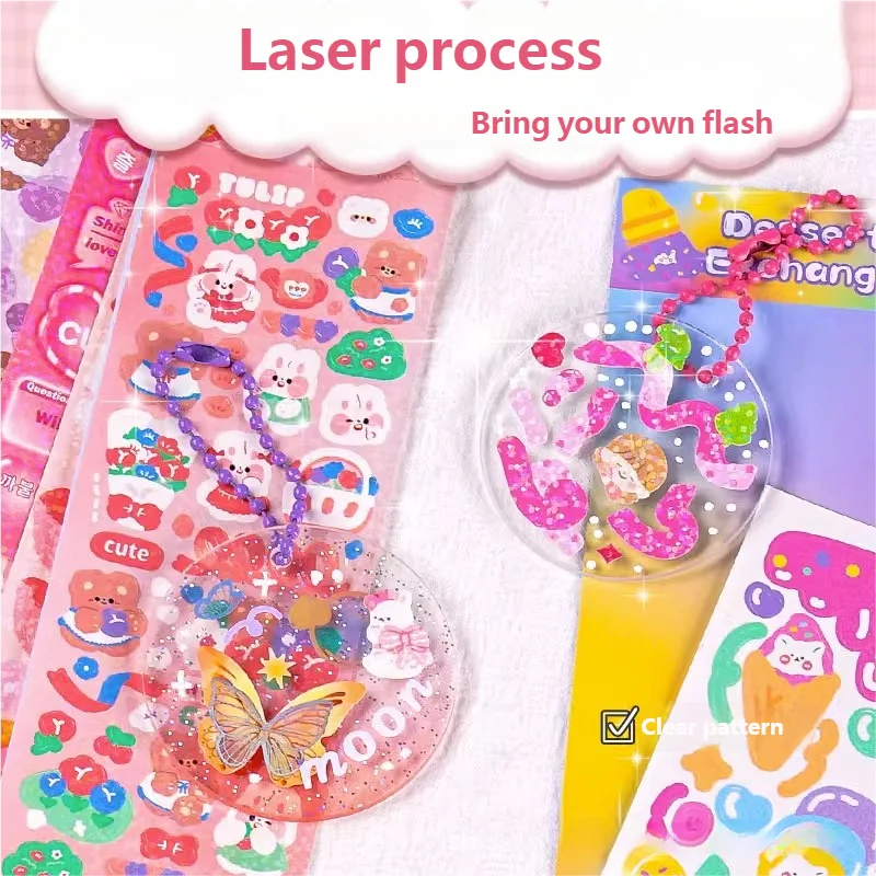20-120 PCS Cute Stickers Kawaii Cartoon Laser Sticker Handbook Stickers DIY Decorative School Office Stationery Supplies