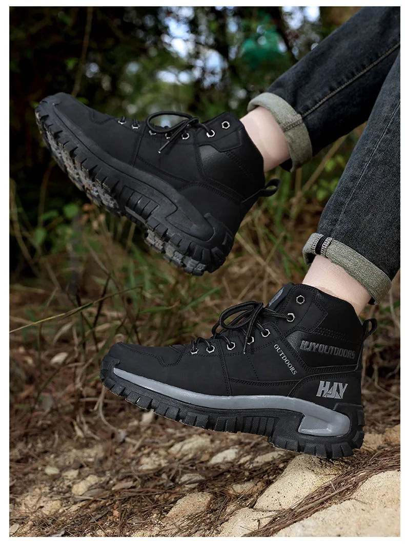 High-Top-Lederstiefel für Herren, atmungsaktive Desert Combat Boots, rutschfeste Outdoor-Wanderstiefel für Herren, Motorradstiefel, Arbeitsstiefeletten – Detail 14