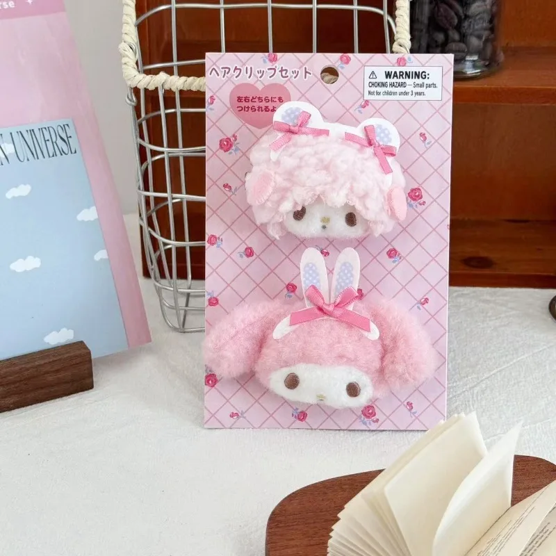 Kawaii Sanrio Plüschpuppe Haarspangen My Melody My Sweet Piano Flauschige Haarnadeln Niedliche Kopfbedeckung Süße Haarschmuck Mädchen Geschenke