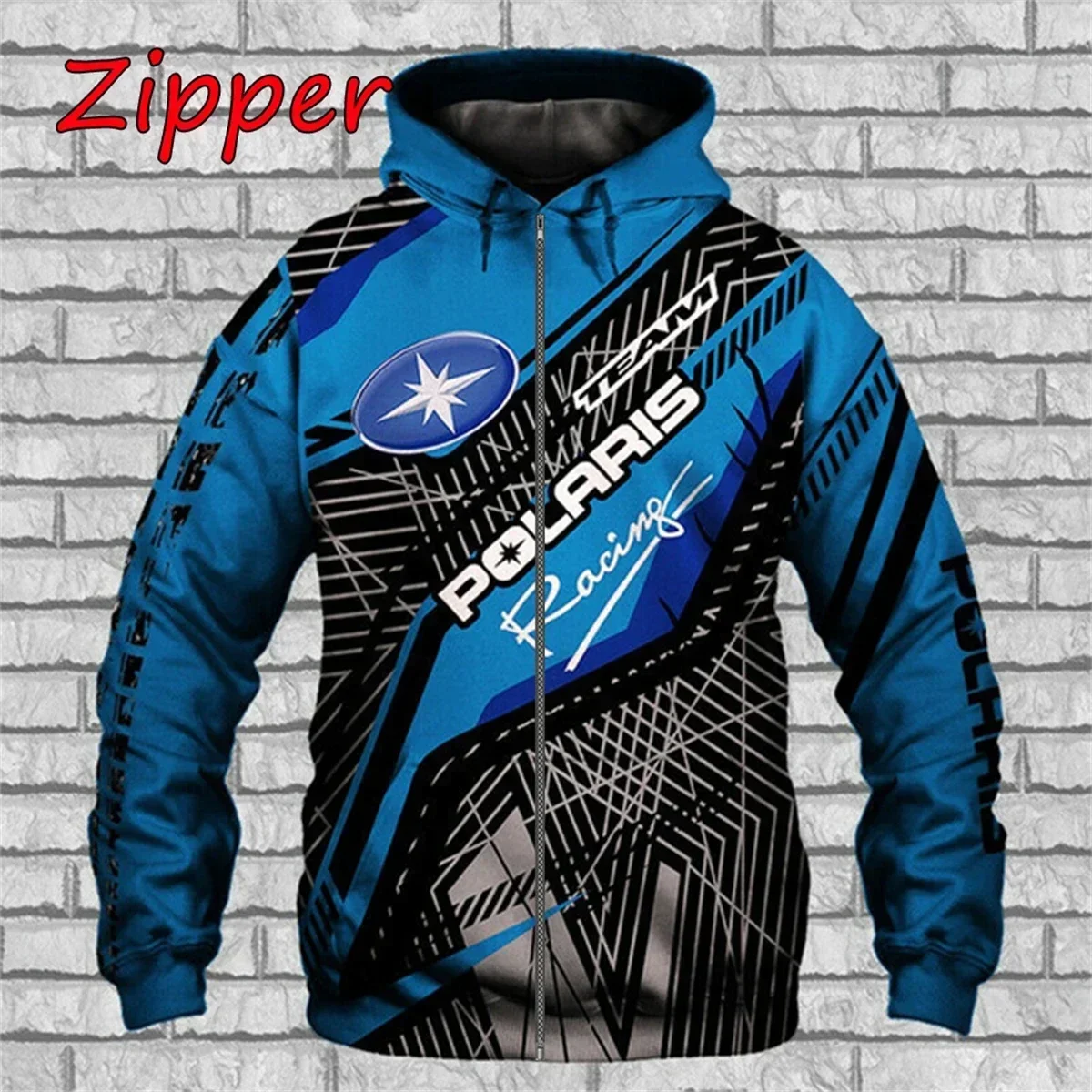 2023 Polaris Racing Rzr Snowmobile Fashion Casual Zip Hoodie Top Hot Sale Men\'s and Women\'s Spring and Autumn Hooded Jacket