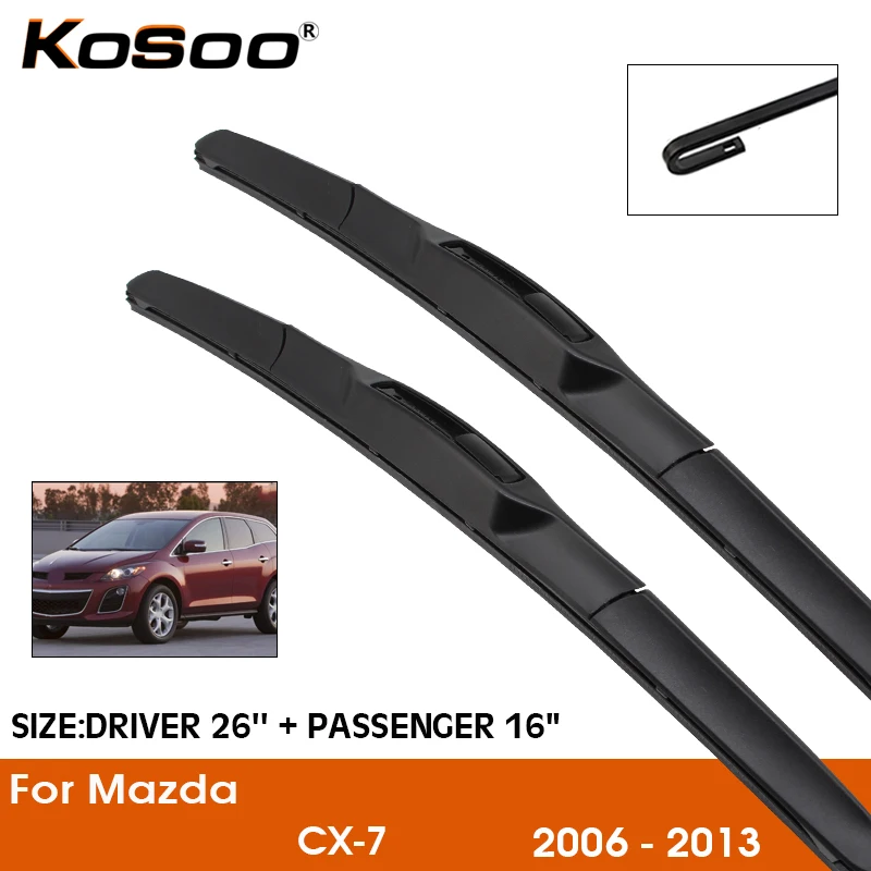 

Car Wiper Blade For Mazda CX-7 2006-2013 Windshield Rubber Silicon Refill Front Window Wiper 26"+16" LHD RHD Auto Accessories