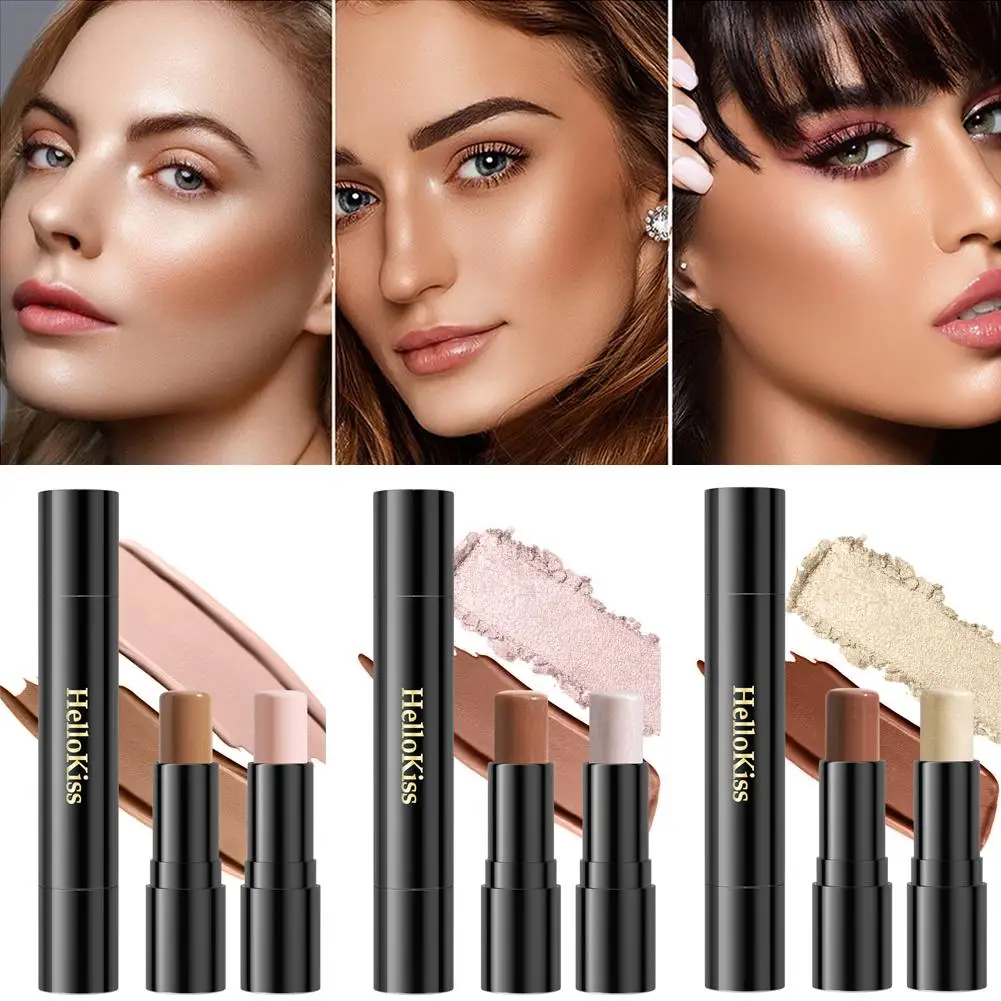 Dupla-cabeçada Face Contour Stick, Brown Bronzer Pen, Sombra, Corretivo, Destaque, Make Smooth Contour, Fundação, U4U3