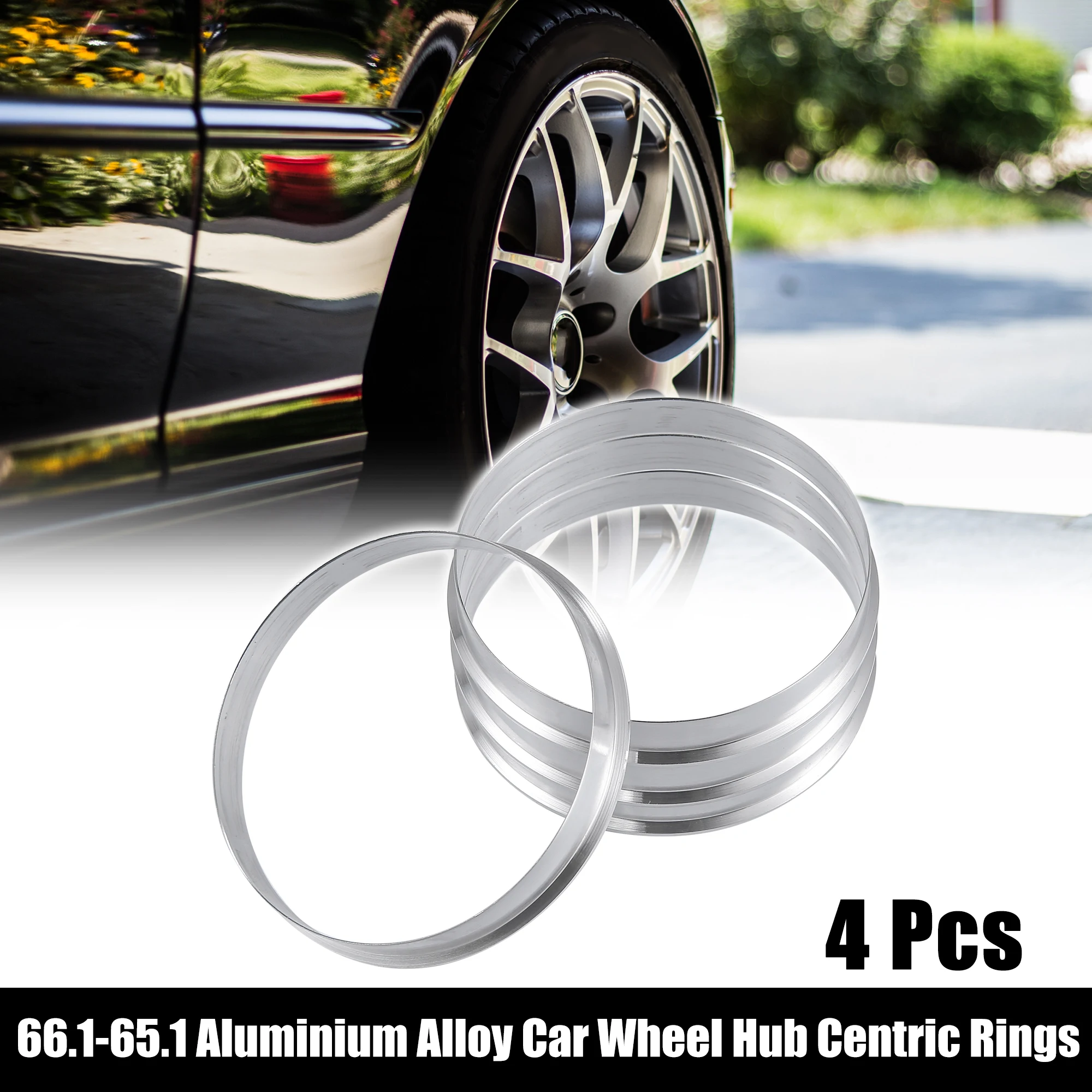

UXCELL 4pcs Aluminum Alloy Car Auto Hub Centric Rings Wheel Bore Center Spacer Replacement Silver OD 66.1mm-ID 65.1mm