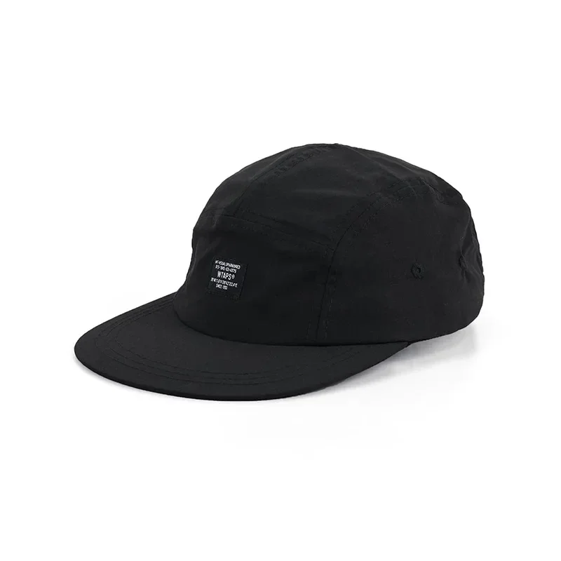 WTAPS Black Label Flat Brim Baseball Cap Men Women Breathable Sun Protection Large Head Adjustable Casual Streetwear Hat