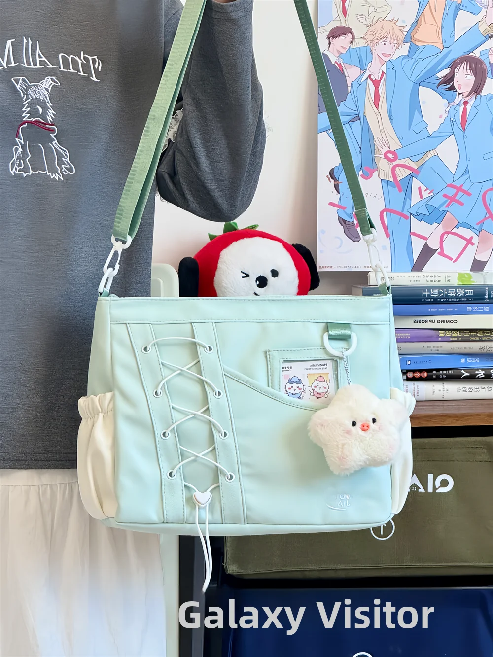 

Casual ex Nylon Crossbody Bag Korean Sle Versatile Leisure Tote Bag with Zipper Soft Square ape for Youth