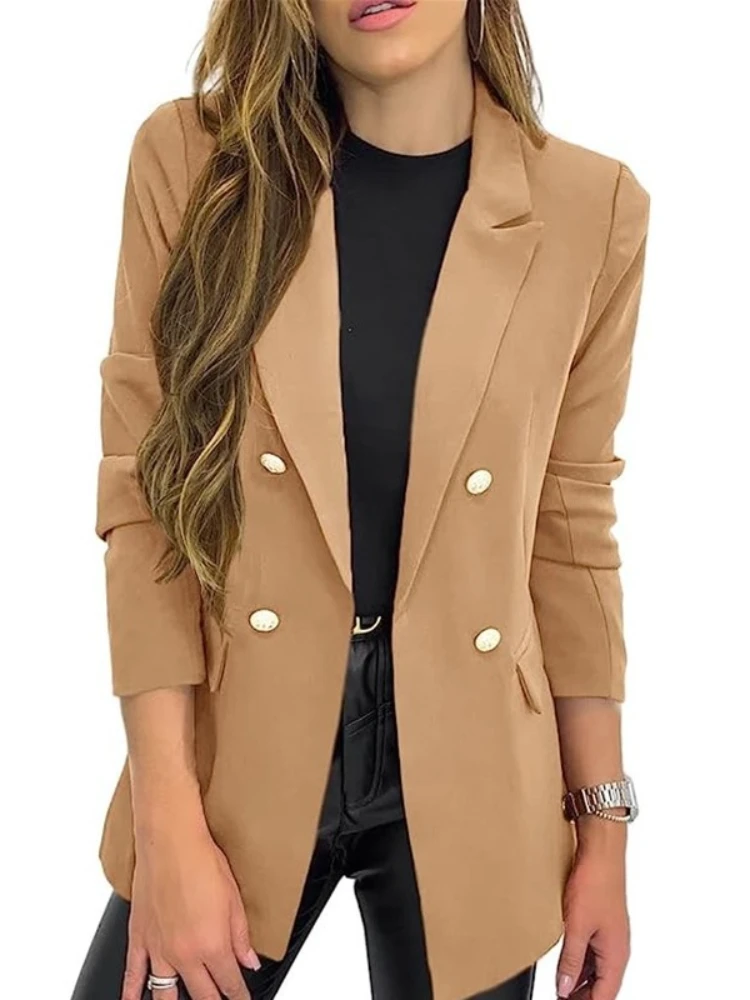 Women\'s Blazers New in Outerwears Solid Color Casual Long Sleeved Lapel Button Small Suit Jacket Slim Elegant Fashion Suit Top