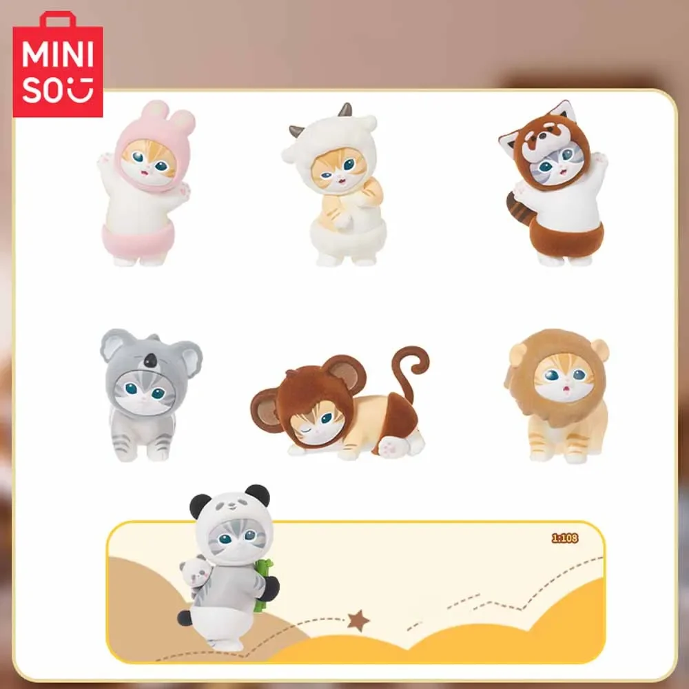 Miniso anime mofusand fofo festa série surpresa caixa cega modelo boneca brinquedos dos desenhos animados bonito modelo de mesa decoração ornamentos